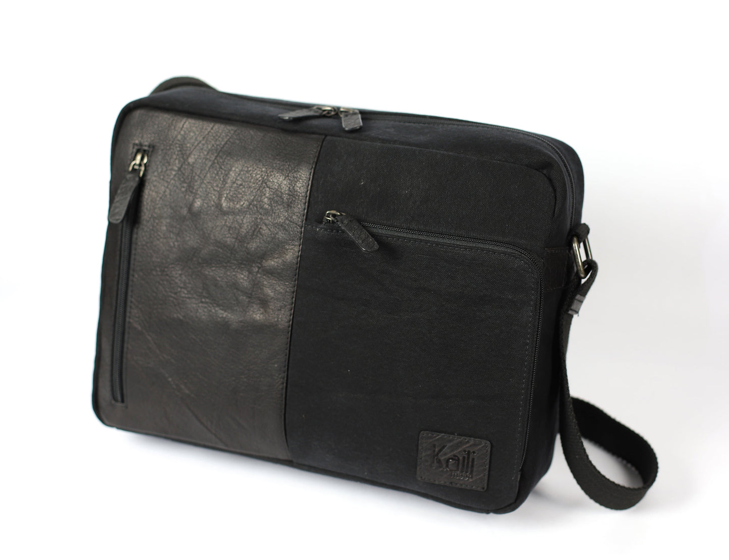 K0043AB | Briefcase in Nylon Waterproof/Vera Pelle pieno fiore con